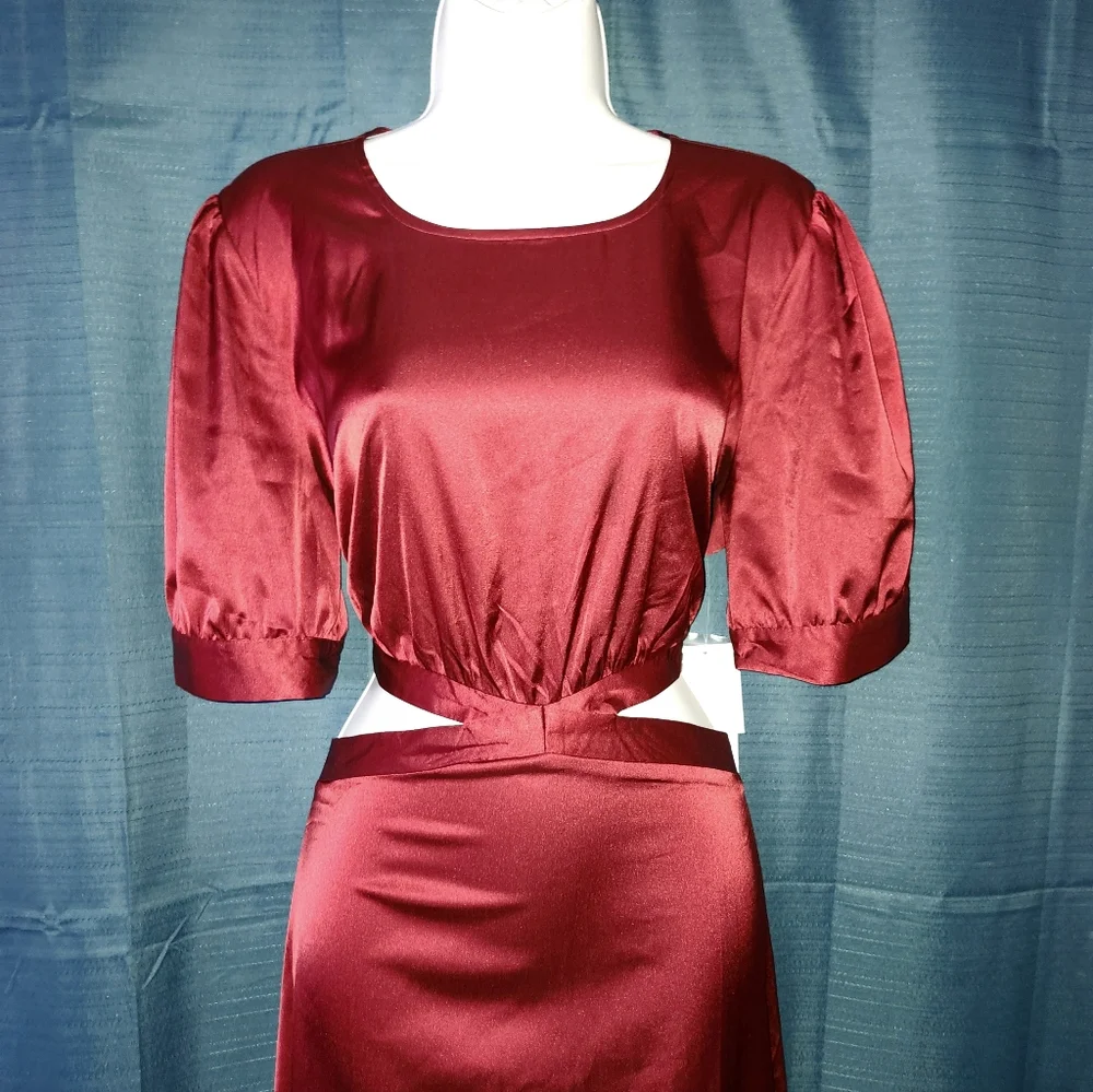 JustFab | Burgundy Silky Dress NWT - Picture 4 of 6